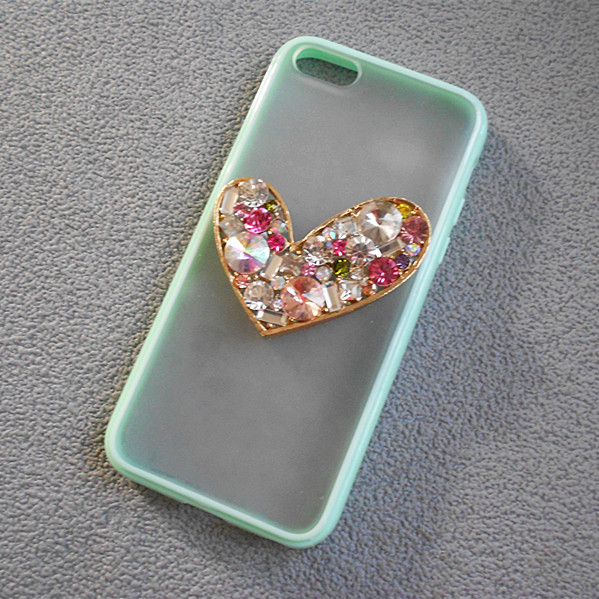 Studded Rhinestone Hard Iphone 5/5s Mint Green Transparent Frosted Case ...