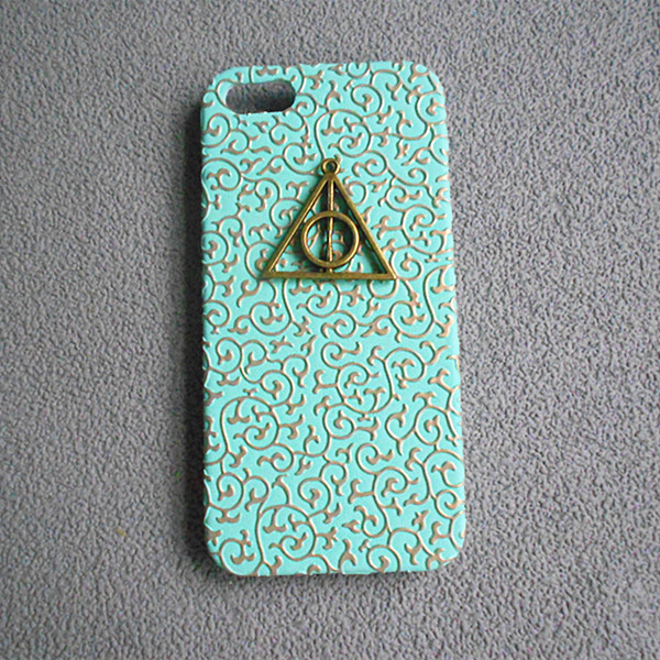 Studded Harry Potter Deathly Hallows Iphone 5/5s Mint Green Flower Case,iphone 5s Cover