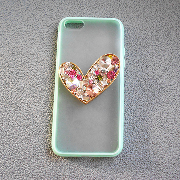 Studded Rhinestone Hard Iphone 5/5s Mint Green Transparent Frosted Case ...